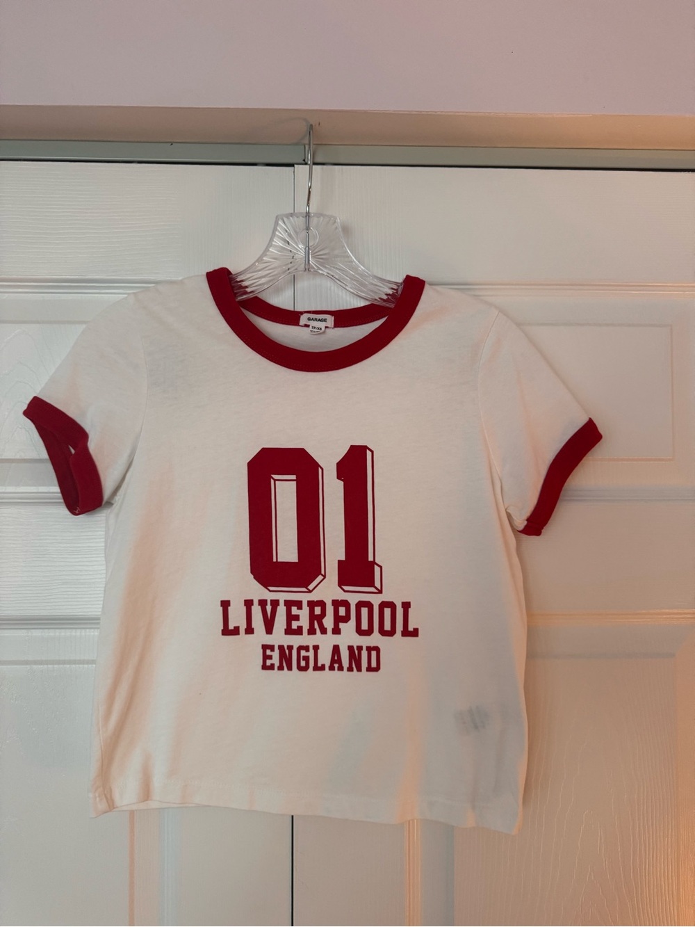 Garage - Liverpool England White & Red Ringer Tee